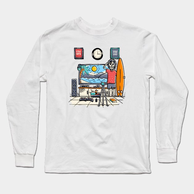 stay home stay chill Long Sleeve T-Shirt by sober artwerk